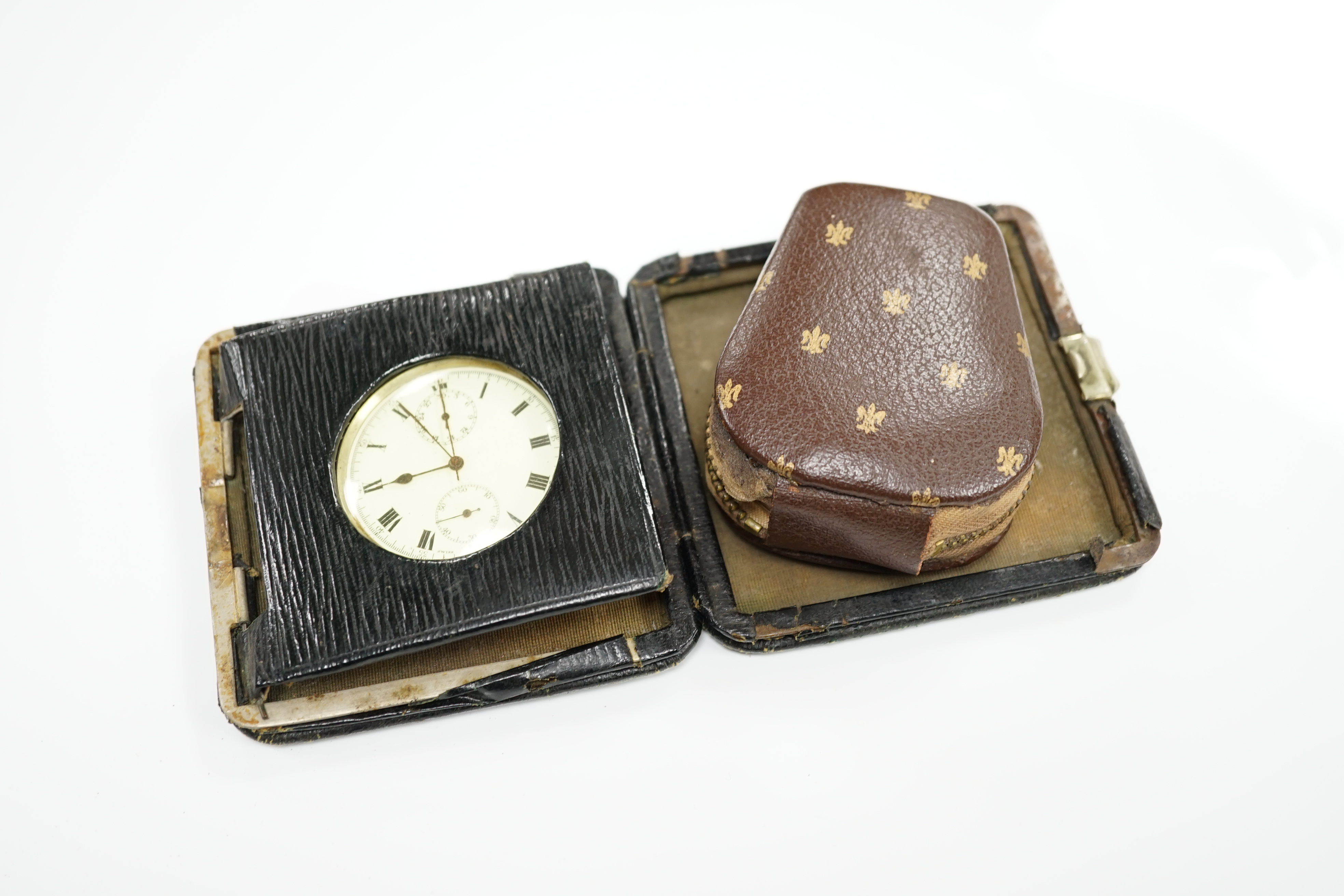 A Swiss 935 white metal open faced keyless pocket watch and a Waltham gold plated pocket watch.